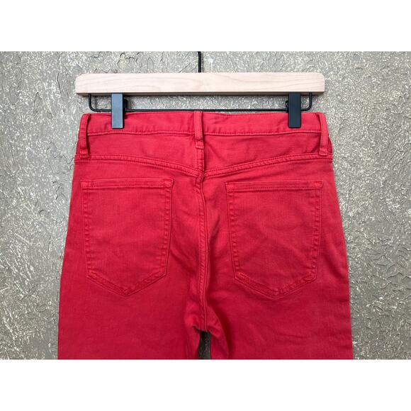 Banana Republic Mid Rise Skinny Vamp Red Jeans Raw Hem Ankle Denim Size 27 - Picture 5 of 11
